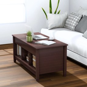 Mesa de centro de madeira Elevável Mesa de sofá multifuncional com 3 prateleiras abertas para sala de estar e café de escritório 104,5 x 49 x 62,5 cm