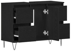 Gabinete de Pia de Banheiro vidaXL Carvalho Preto 80x33x60 cm Madeira