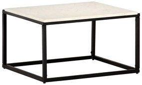 Mesa centro 60x60x35cm pedra genuína textura mármore branco