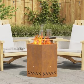 vidaXL Fogo Sem Fumaça Hexagonal 48x48x51 cm Aço Envelhecido