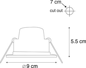 Conjunto de 6 focos embutidos modernos pretos com LED regulável em 3 níveis IP65 - Blanca