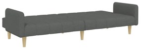 Sofá-cama de 2 lugares c/ apoio de pés tecido cinzento-escuro