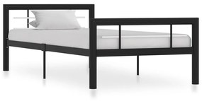 vidaXL Estrutura de cama 100x200 cm metal preto e branco