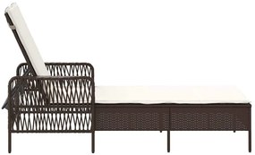 Espreguiçadeira Marrom e branco creme Vime PE 157 x 55 x 92 cm