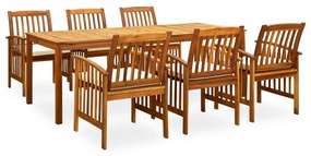 7 Piece Garden Dining Set with Cushions Solid Acacia Wood (45963+2x312