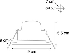 Conjunto de 6 focos embutidos modernos pretos com LED regulável em 3 níveis IP65 - Simply
