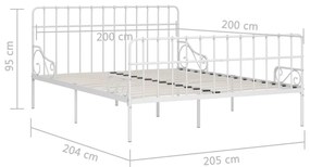 Estrutura de cama com estrado de ripas 200x200 cm metal branco