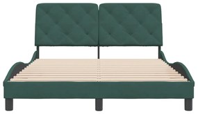 Estrutura de cama sem colchão 140x190 cm veludo verde-escuro