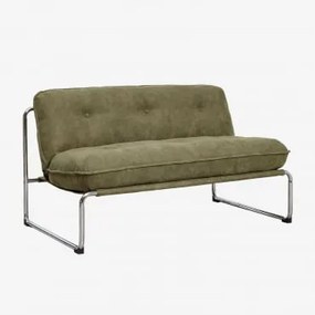 Sofá De 2 Lugares Estofado Matilda Chenille Verde Exército - Sklum