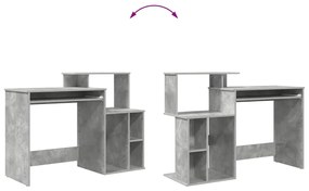 Secretária com Armazenamento Cinza Claro 120,5x44x88,5 cm Madeira Enge