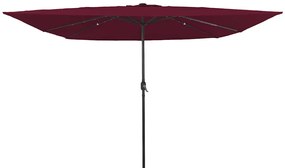 vidaXL Guarda-sol com Luzes LED 295x245 cm Vermelho Bordeaux