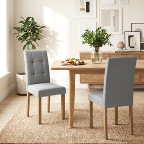 Conjunto de 2 cadeiras de sala de jantar (MESA NÃO INCLUIDA), cadeira de cozinha moderna com assento estofado em tecido com efeito de linho, cinzento