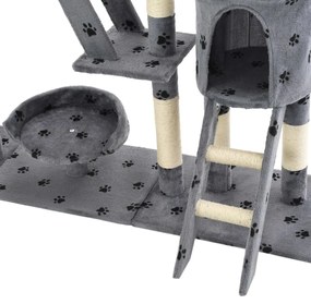 Árvore para gatos c/ postes arranhadores sisal 230-250 cm cinza