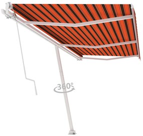 Toldo automático independente 600x300 cm laranja e castanho