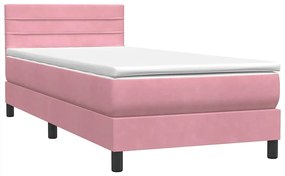 Cama com molas/colchão 80x220 cm veludo rosa