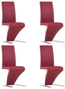 vidaXL Cadeiras de jantar ziguezague 4 pcs couro artificial vermelho