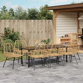 Conjunto de Jantar de Jardim com 9 Peças em Rattan Sintético Marrom