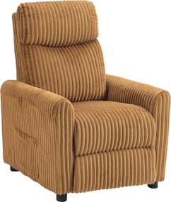HOMCOM Poltrona Relax Reclinável Manual Estofada em Veludo com Apoio para Pés 73x86x100 cm Marrom | Aosom Portugal