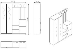 Hall Stand DD8 – Atlantic Pine White – 147,2x179,7x37,5 cm