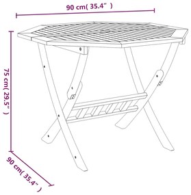 Mesa de jardim dobrável 90x75 cm madeira de acácia maciça