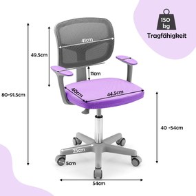 Cadeira de mesa infantil Cadeira de computador infantil com altura ajustável Verde Roxo