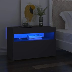 vidaXL Móvel de TV com luzes LED 60x35x40 cm cinzento