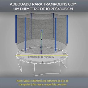 Rede de Segurança para Trampolim Ø305 cm (NÃO INCLUIDO) para Exterior e Porta com Fecho de Correr para 6 Postes Azul