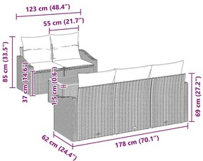 Conjunto de Sofá de Jardim 6 pcs Preto 55 x 55 x 37 cm