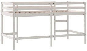 Cama alta p/ criança c/ escada 80x200 cm pinho maciço branco