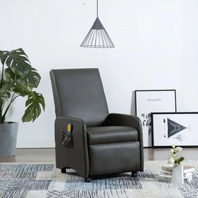 vidaXL Cadeira de massagens reclinável couro artificial cinzento