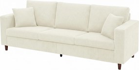 Sofá de 3 Lugares, 225 x 80 x 79 cm, Assento Extralargo, Creme