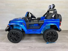 Jeep elétrico 12V 4x4 para crianças 1 a 6 anos Wrangler Rubicon Style rodas Borracha e controlo remoto Azul Metalizado