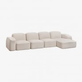 Sofá Modular Bastian De 4 Peças Com Chaise Longue Do Lado Esquerdo Chenille Grossa Branca - Sklum