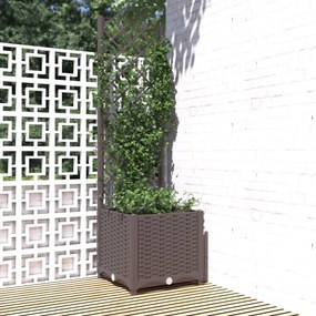 vidaXL Vaso/floreira jardim c/ treliça 40x40x136 cm PP castanho
