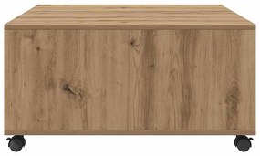 Mesa de centro com roda carvalho artisiano 75 x 75 x 38 cm