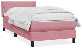 vidaXL Cama com molas/colchão rosa 90x220 cm veludo