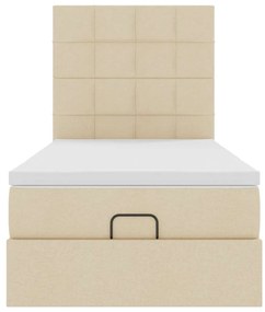 Cama otomana com colchão 90x200 cm tecido creme