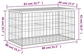 Banco de jardim c/ design gabião 83x44x42 cm pinho impregnado