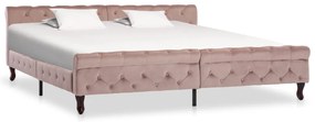 Estrutura de cama 200x200 cm veludo cor-de-rosa