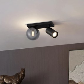 Plafon Moderno Preto 2-Luzes Inclinável - Lesly