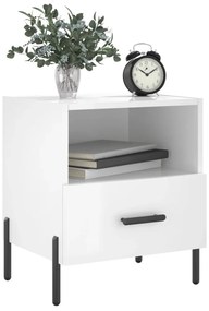 Mesas de cabeceira 2pcs derivados de madeira branco brilhante