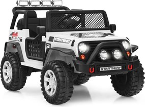 Carro elétrico 12V para crianças com controlo remoto, 3 velocidades, suspensão, música e buzina, para 3 a 7 anos, Branco