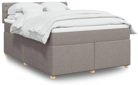 vidaXL Cama com molas/colchão 140x190 cm tecido castanho-acinzentado