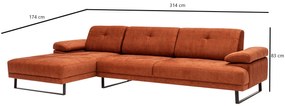 Sofá de Canto Mustang – Laranja – 174 x 314 cm