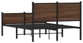 Estrutura de cama sem colchão 120x200cm metal carvalho castanho