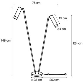 Candeeiro de pé moderno preto 2-luzes GU10 35mm - Thomas Moderno