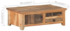 Mesa de centro 90x50x31 cm madeira recuperada maciça