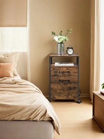 Bloco com 2 gavetas escritório 41 x 45 x 66 cm Castanho vintage-preto