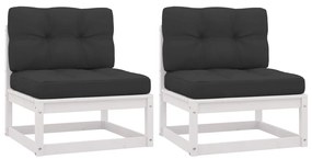 vidaXL Sofás de centro jardim almofadões antracite 2 pcs pinho maciço
