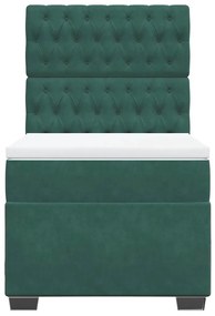 Cama com molas/colchão 80x200 cm veludo verde-escuro